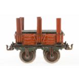 Märklin Planewagen, S 1, uralt, HL, 1 Rungenaufnahme, 3 Rungen, Spannbögen und Plane fehlen, 2