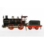 Märklin B-Dampflok 1021, S 1, uralt, Uhrwerk intakt, grün/schwarz HL, mit Tender, 1 imit