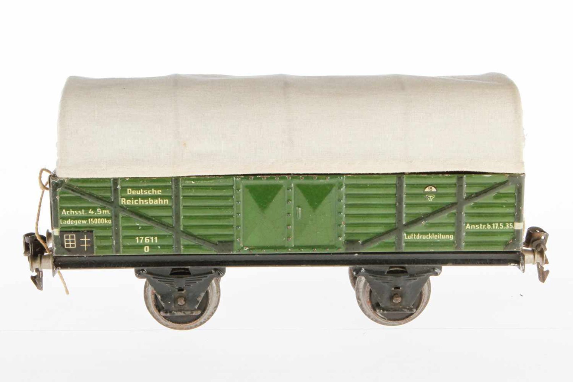 Märklin Planewagen 1763, S 1, CL, mit Spannbogen und Plane, LS und gealterter Lack, L 24, sonst noch