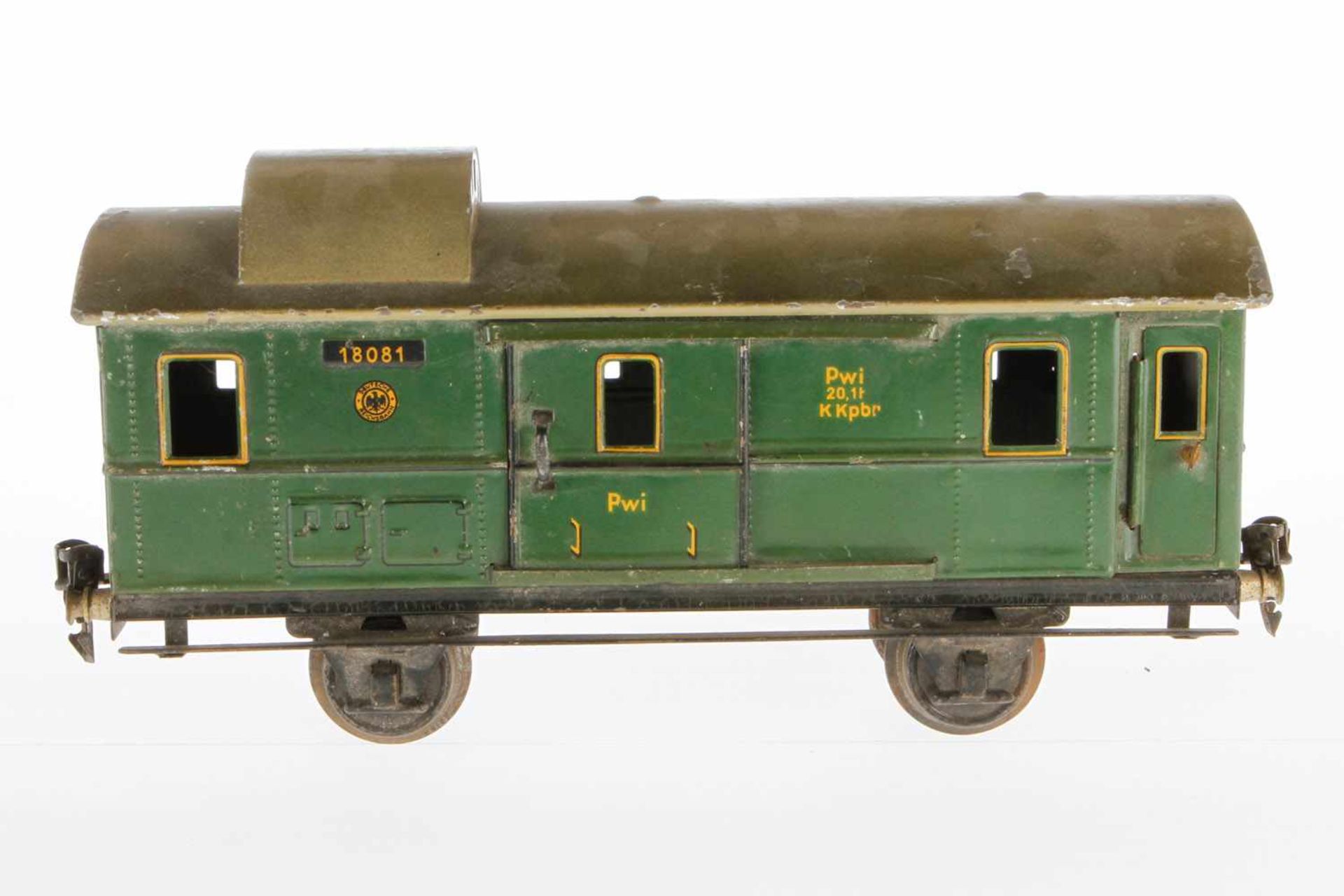 Märklin Gepäckwagen 1808, S 1, CL, mit 2 ST und 2 AT, LS und gealterter Lack, L 27, Z 2-3