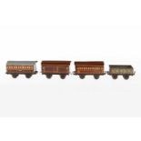 4 Bing Tischbahn Wagen, CL, LS, L 7 und 8, bespielt