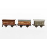 3 Bing Tischbahn Wagen, CL, LS, L 7 und 8, bespielt