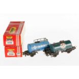 4 Trix Express Kesselwagen, S H0, LS, L 10,5, 2 im OK, bespielt