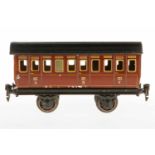 Märklin Abteilwagen 1864, S 1, CL, LS und gealterter Lack, L 22, im besch. OK-Unterteil, Z 2-3