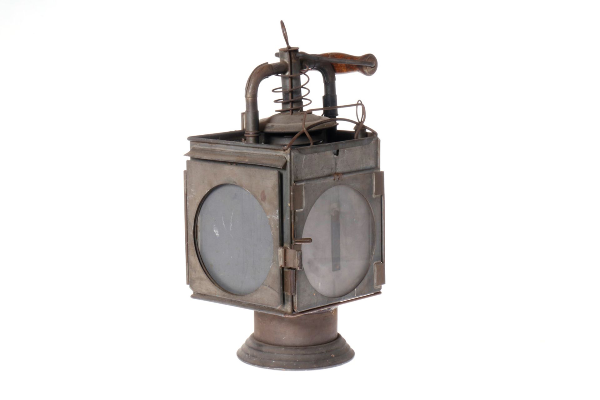 Eger & Blickle Eisenbahner-Lampe, 1939, H 42 cm, Alterungs- und Gebrauchsspuren