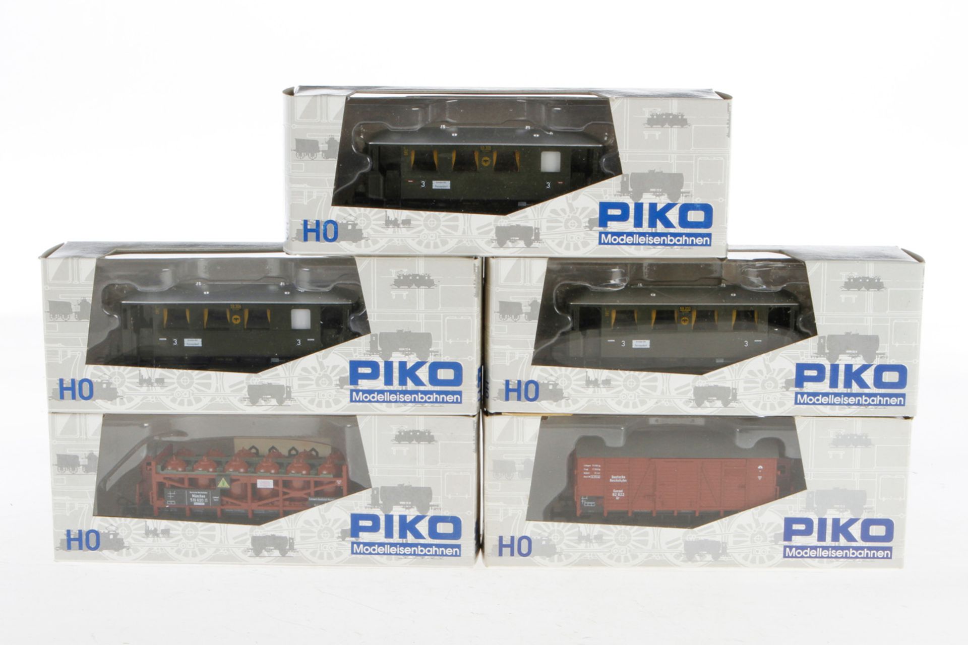 5 Piko Wagen 53060, 53062, 53063, 54040 und 54251, S H0, je im OK, Z 1-2