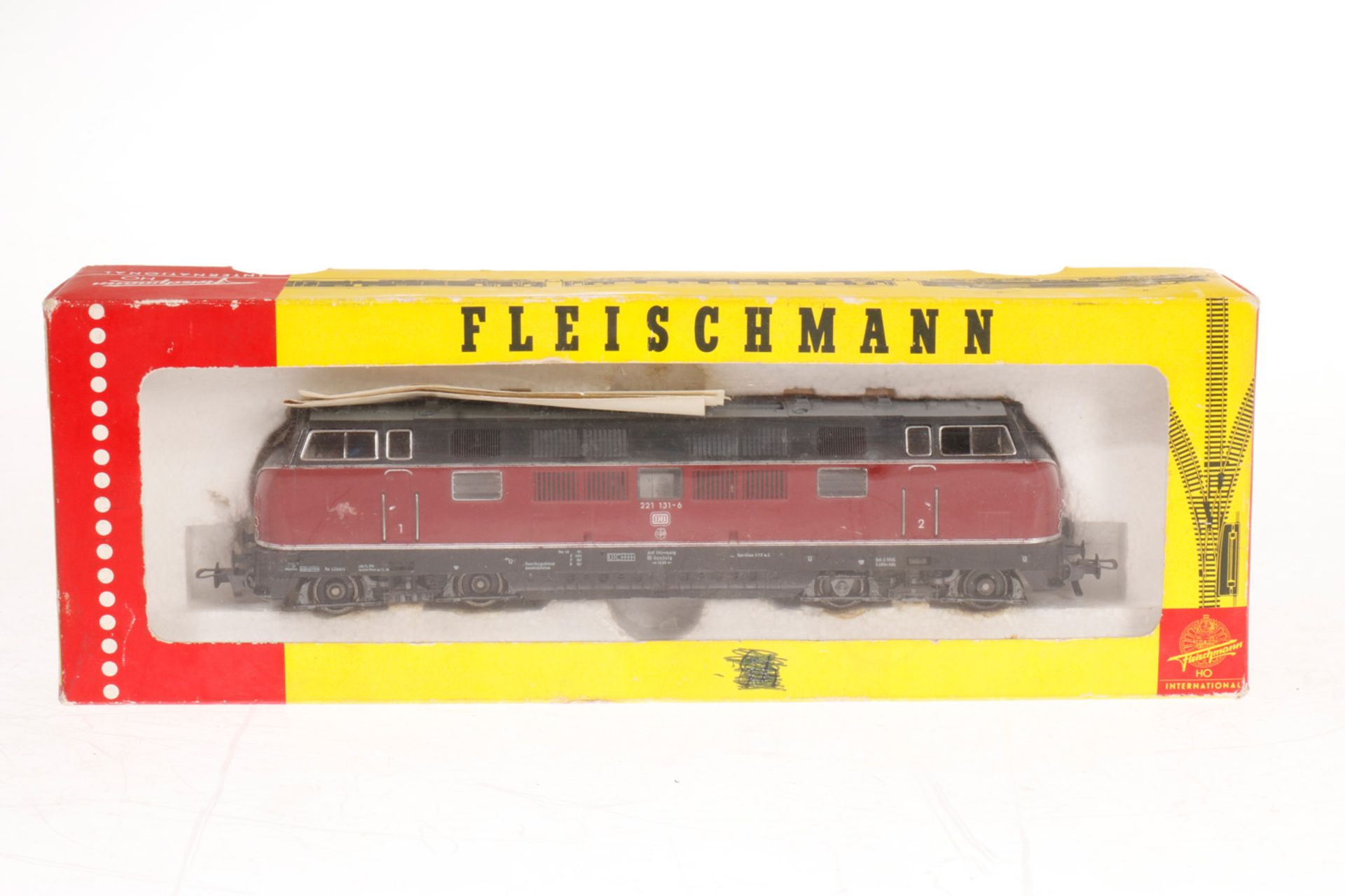 Fleischmann Diesellok "DB 221 131-6" 1384, S H0, rot/grau, LS und Alterungsspuren, OK, sonst Z 2