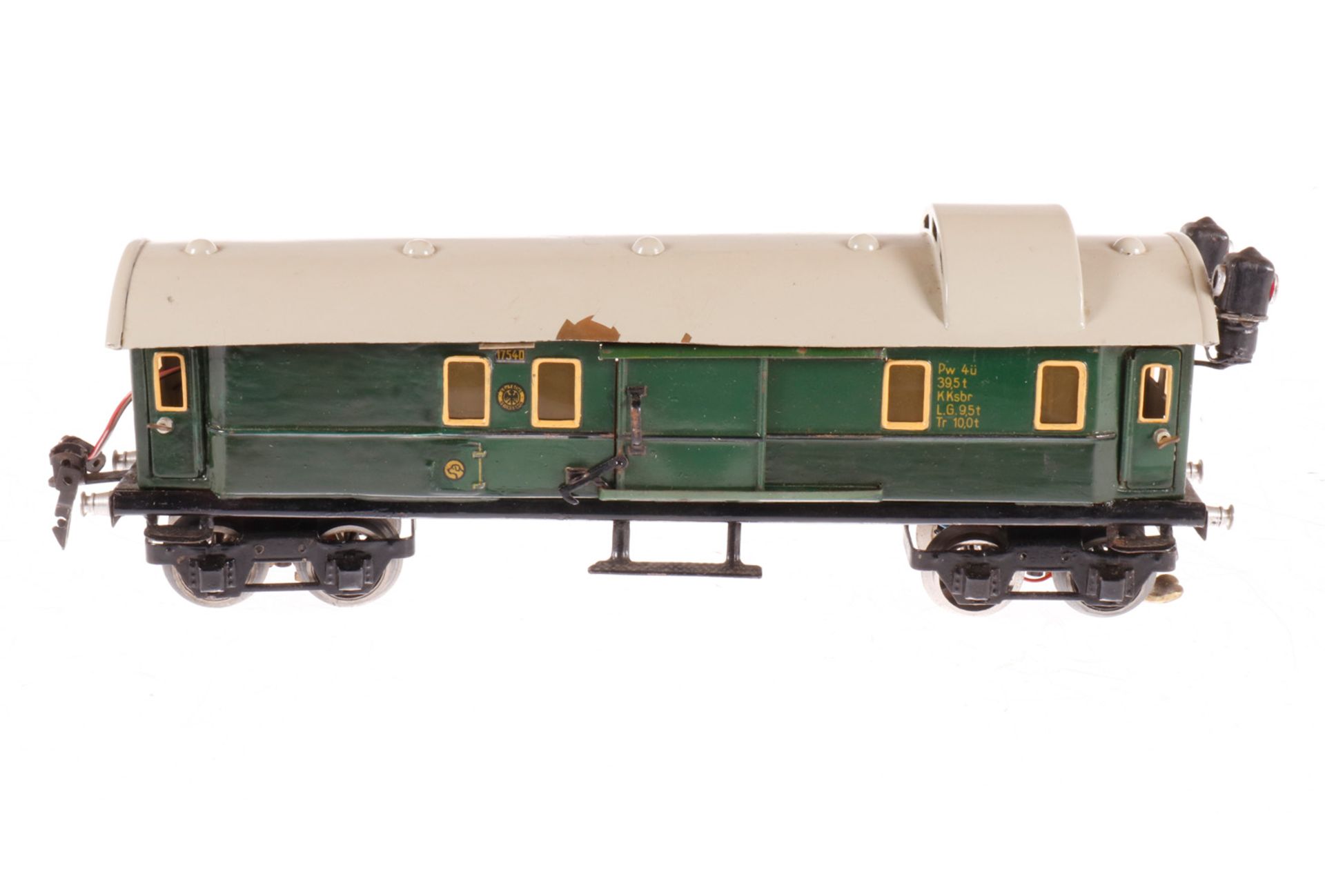 Eigenbau Gepäckwagen, S 0, aus Märklin Teilen, L 29,5, im NB-OK, bespielt