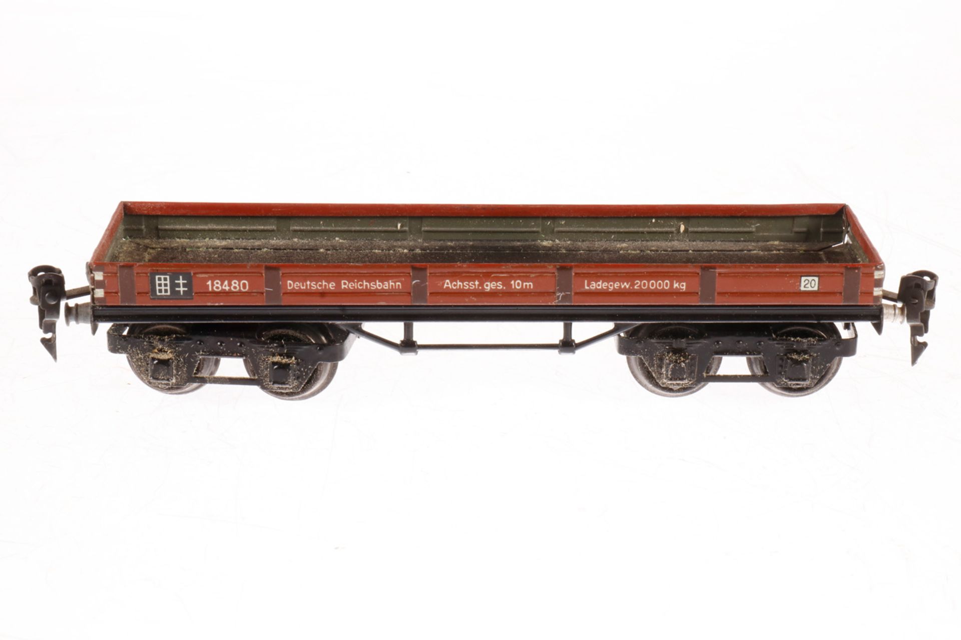 Märklin Niederbordwagen 1848, S 0, CL, L 24,5, im NB-OK, bespielt