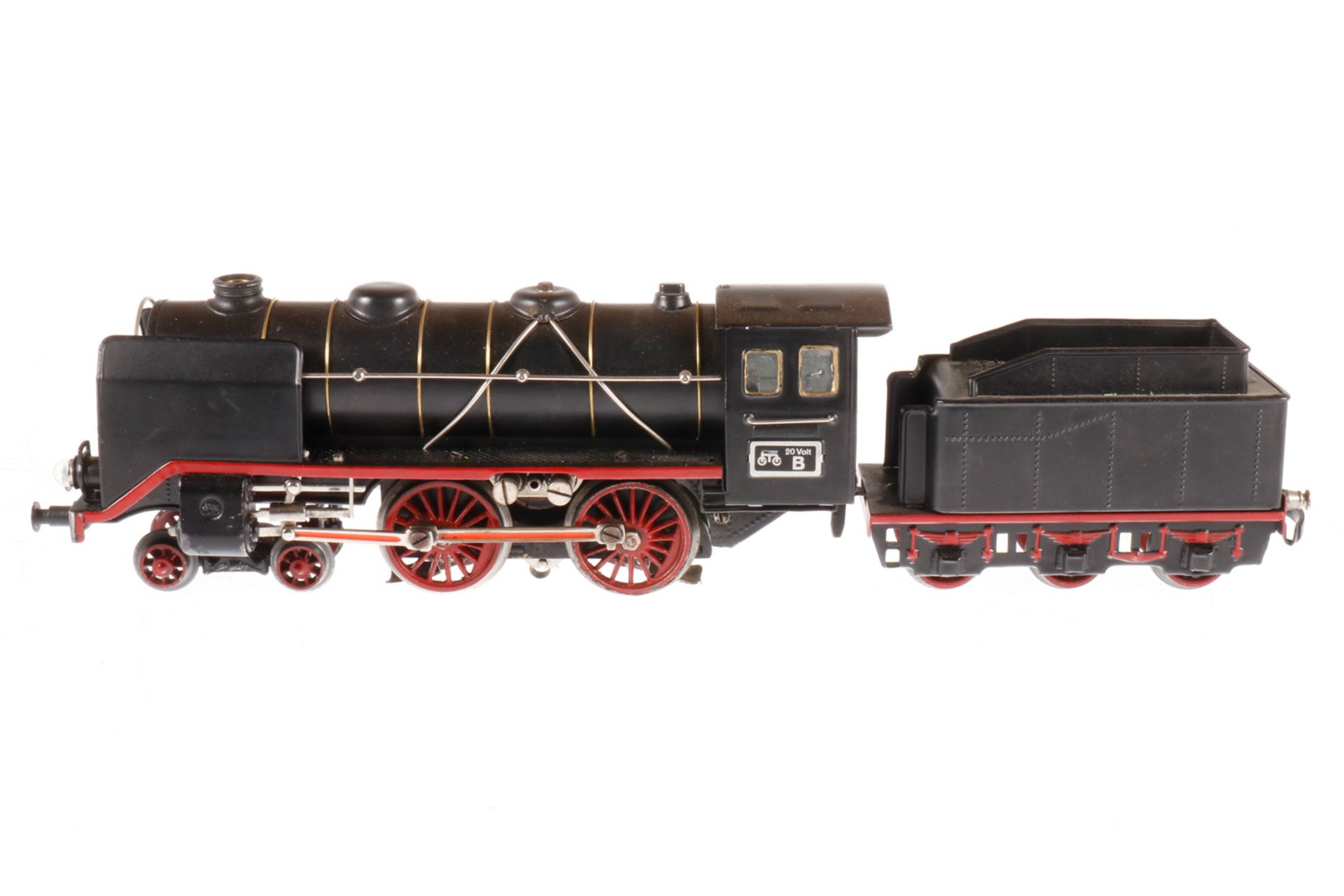 Märklin 2-B Dampflok, S 0, elektr., mit Tender, gW und 2 el. bel. Stirnlampen, umgebaut und