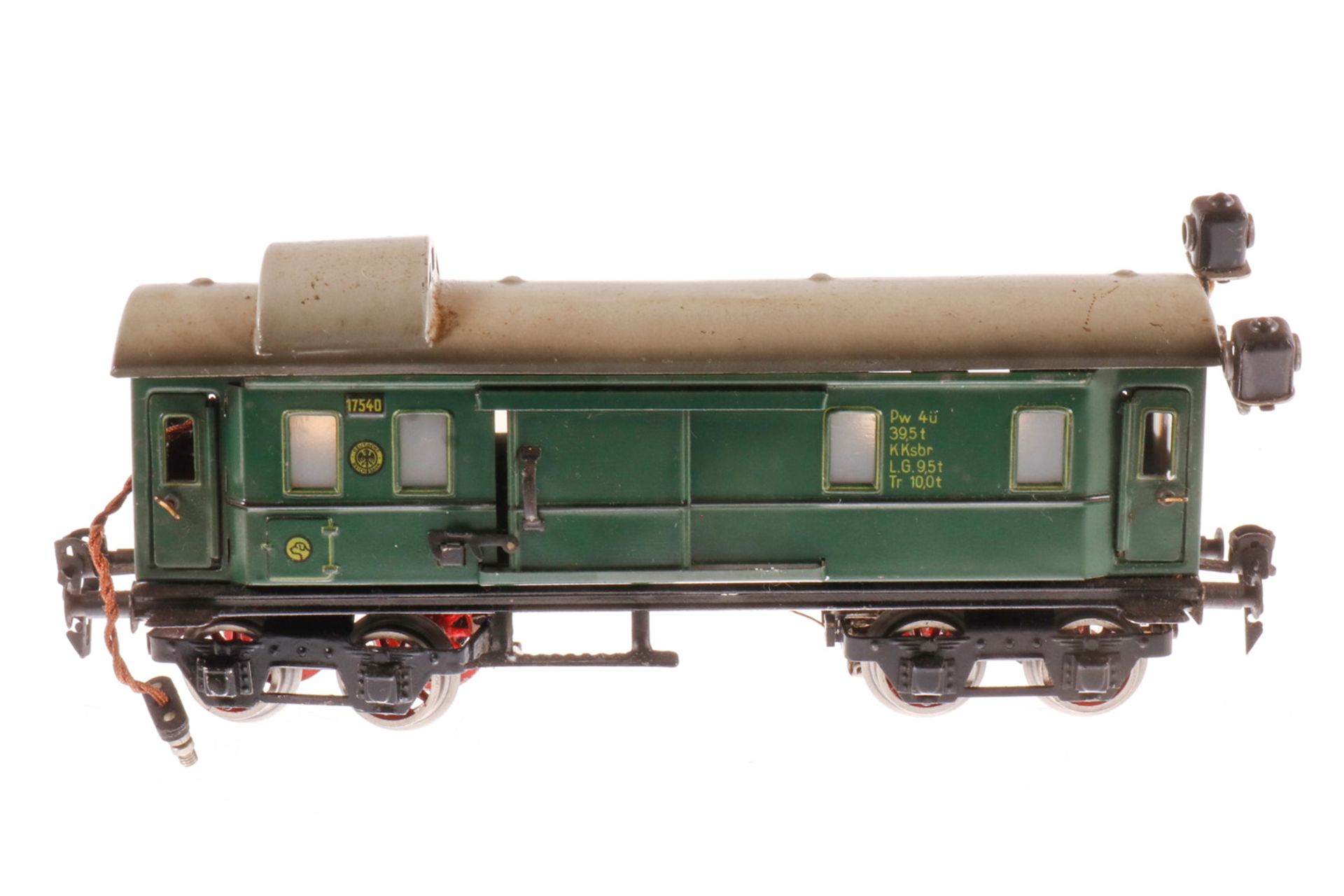 Märklin Gepäckwagen 1754, S 0, CL, mit 4 AT und 2 STH, Fremdbeleuchtung, LS, Puffer ersetzt, L 25,