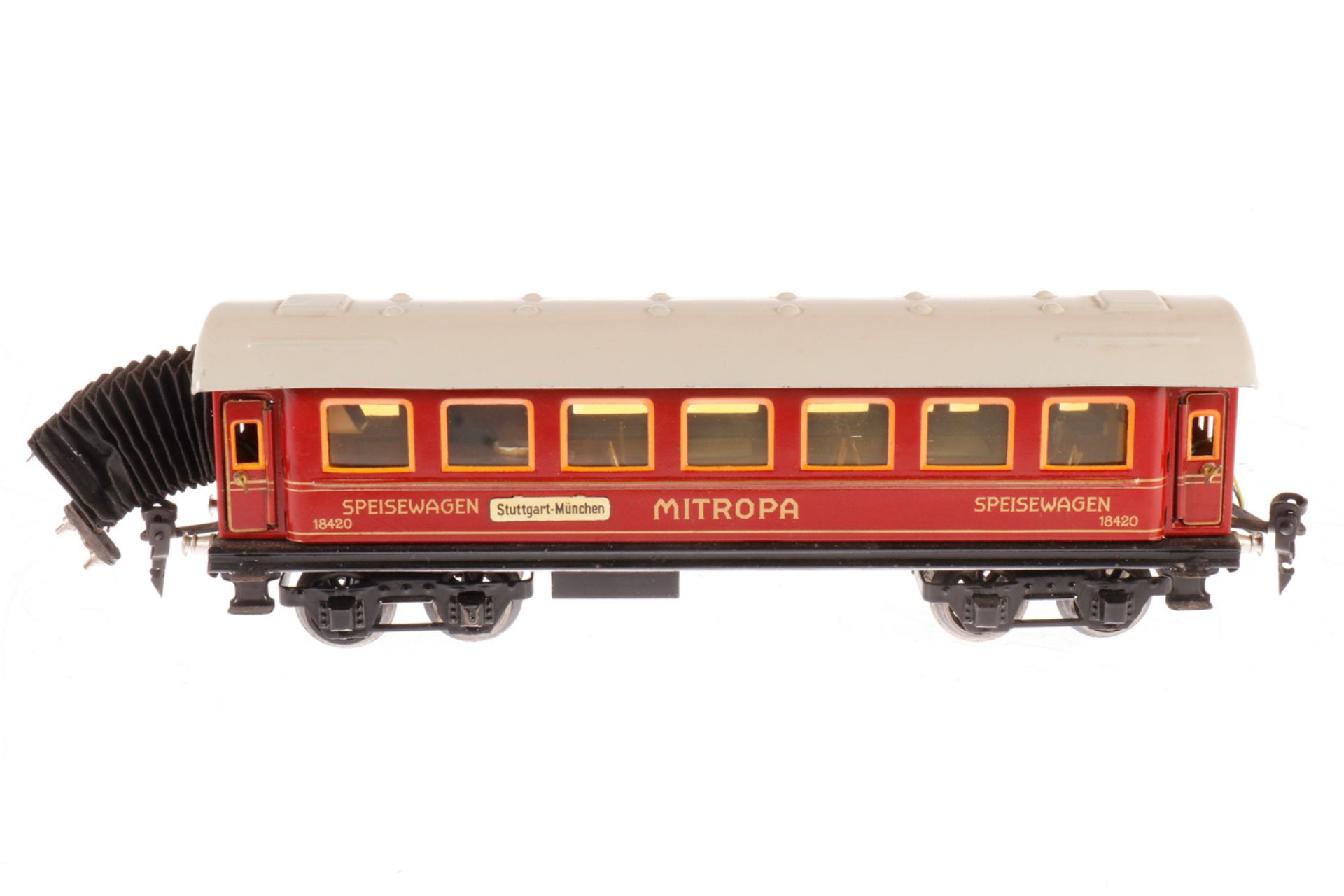 Märklin Mitropa Speisewagen 1842 G, S 0, CL, mit Inneneinrichtung, Dach ÜL, L 29,5, im NB-OK,