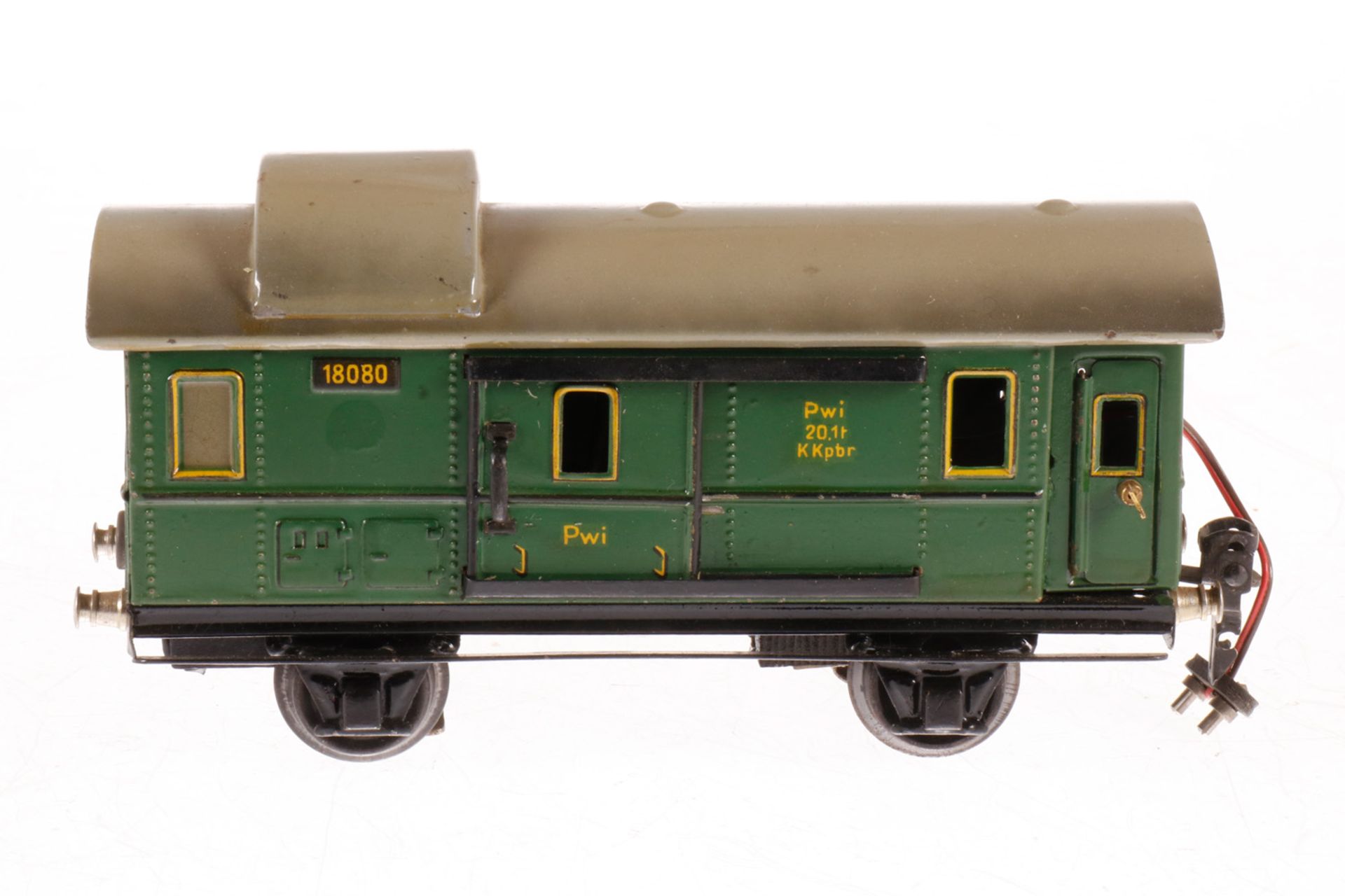 Märklin Gepäckwagen 1808, S 0, CL, mit Schlussbeleuchtung, 2 ST und 2 AT, verändert, L 18,5, im NB-