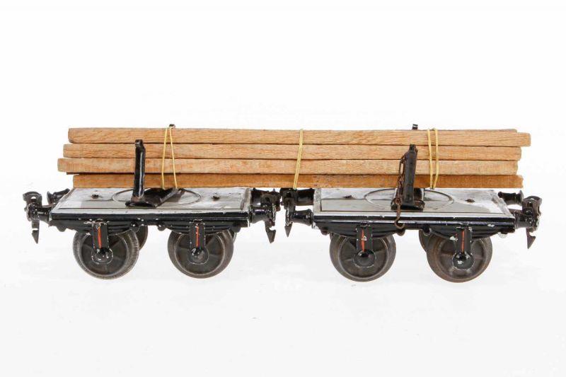 Märklin Langholzwagen 1814, S 1, uralt, HL, 2 Ketten fehlen, LS, L 28, Z 2-3 19.50 % buyer's premium