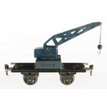 Märklin Kranwagen 1974, S 1, HL, mit Kurbel, Kette und Kugelhaken, LS und gealterter Lack, L 19,5, Z