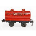 Bing Shell Kesselwagen, S 1, CL, LS und gealterter Lack, L 19,5, Z 2-3 19.50 % buyer's premium on