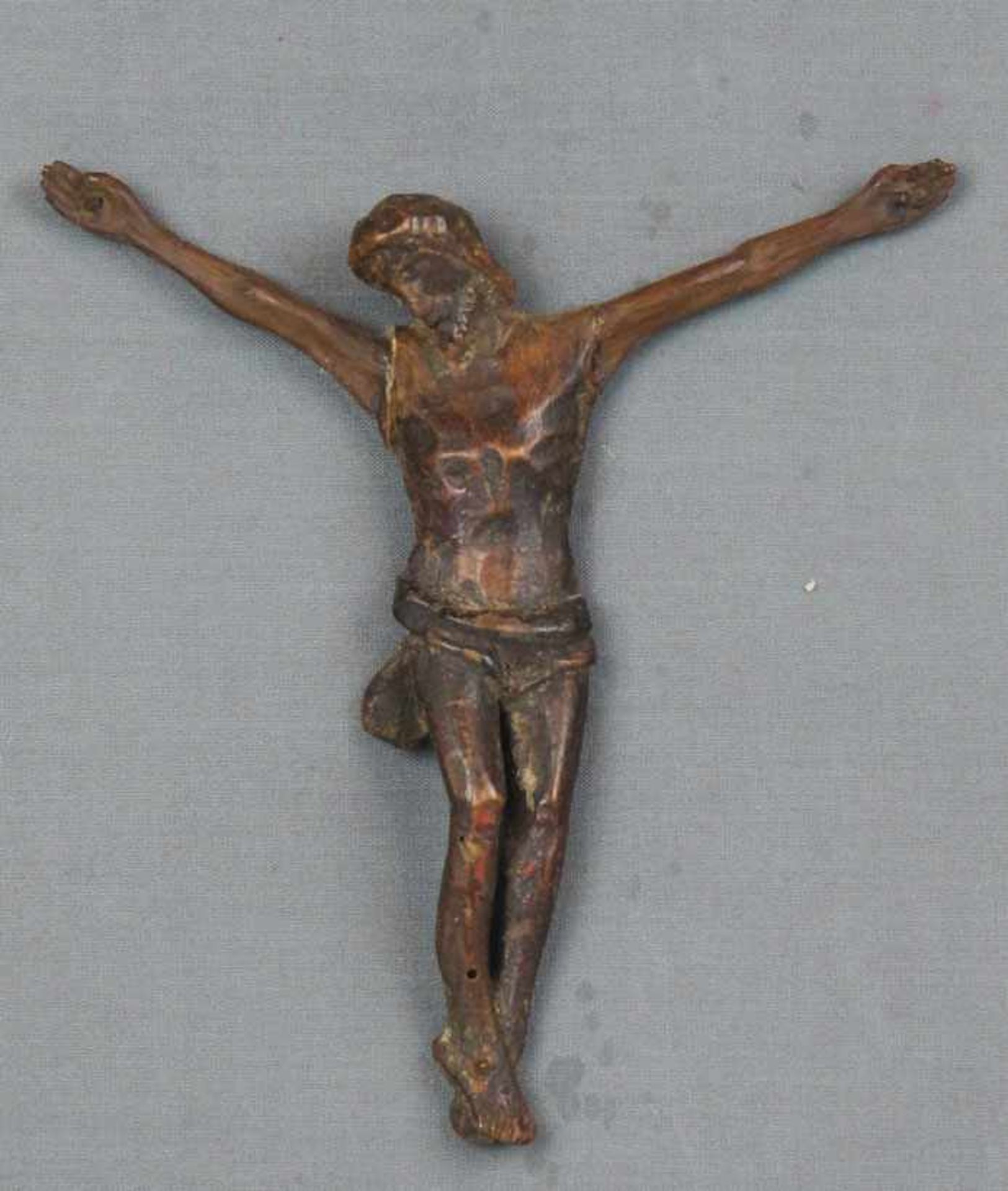Deutsch (um 1700) Christuskorpus. Holz, geschnitzt, auf der Rückseite abgeflacht. (Arme rep.). Auf