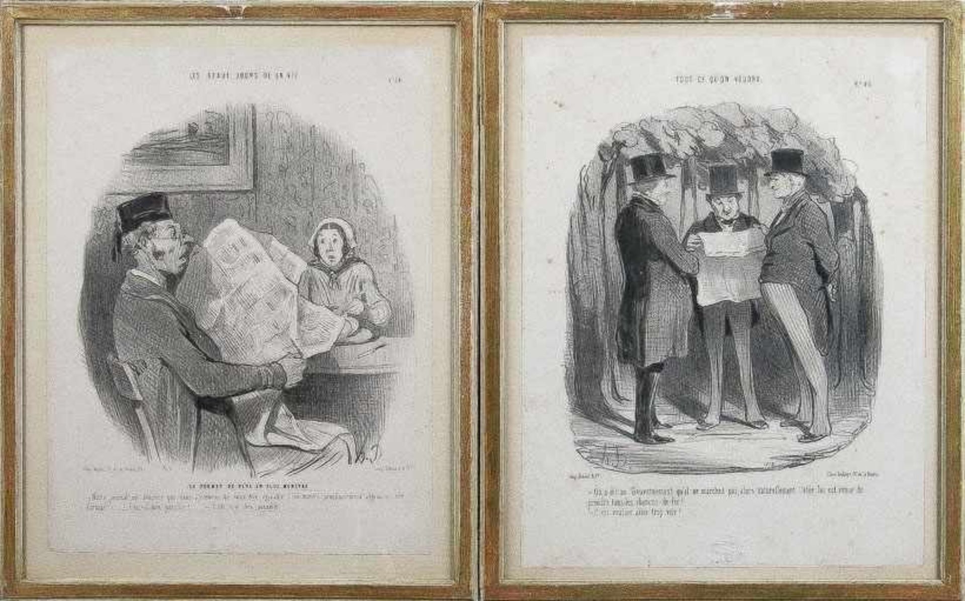 Daumier, Honoré (Marseille, Valmondois 1808-1879) Fünf humoristische Darstellungen mit - Bild 2 aus 2