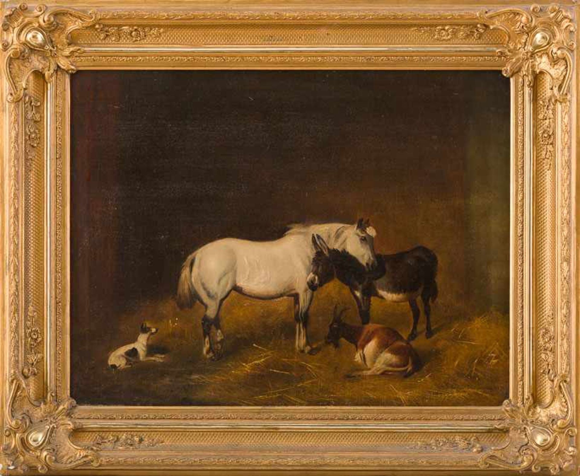 Herring, John Frederik (1795-1867), nach Drei sehr verschiedene Freunde. Weißes Pony mit Esel,