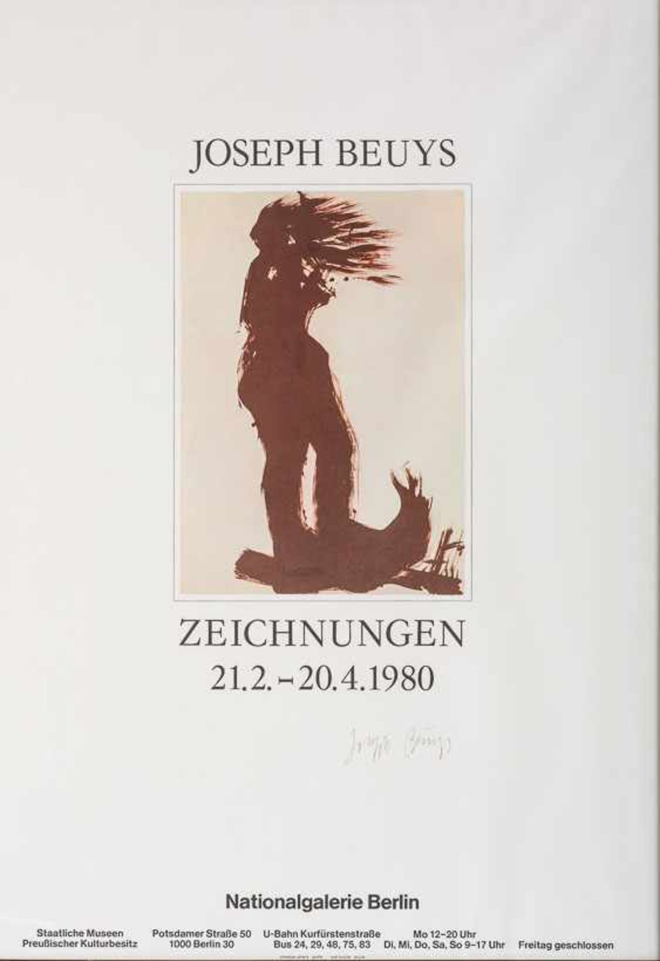Beuys, Joseph (Krefeld, Düsseldorf 1921-1986) Ausstellungsplakat "Joseph Beuys", Zeichnungen, 21.