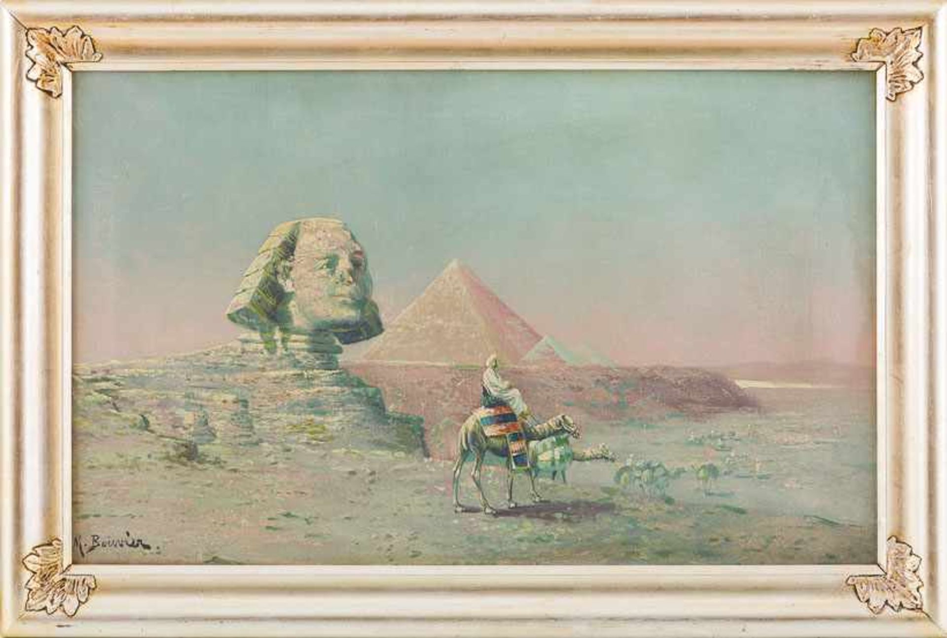 Bouvier, M. (2. H. 19. Jh.) Sphinx und Pyramiden von Gizeh. Sign. 49×78 cm. R. (57197)