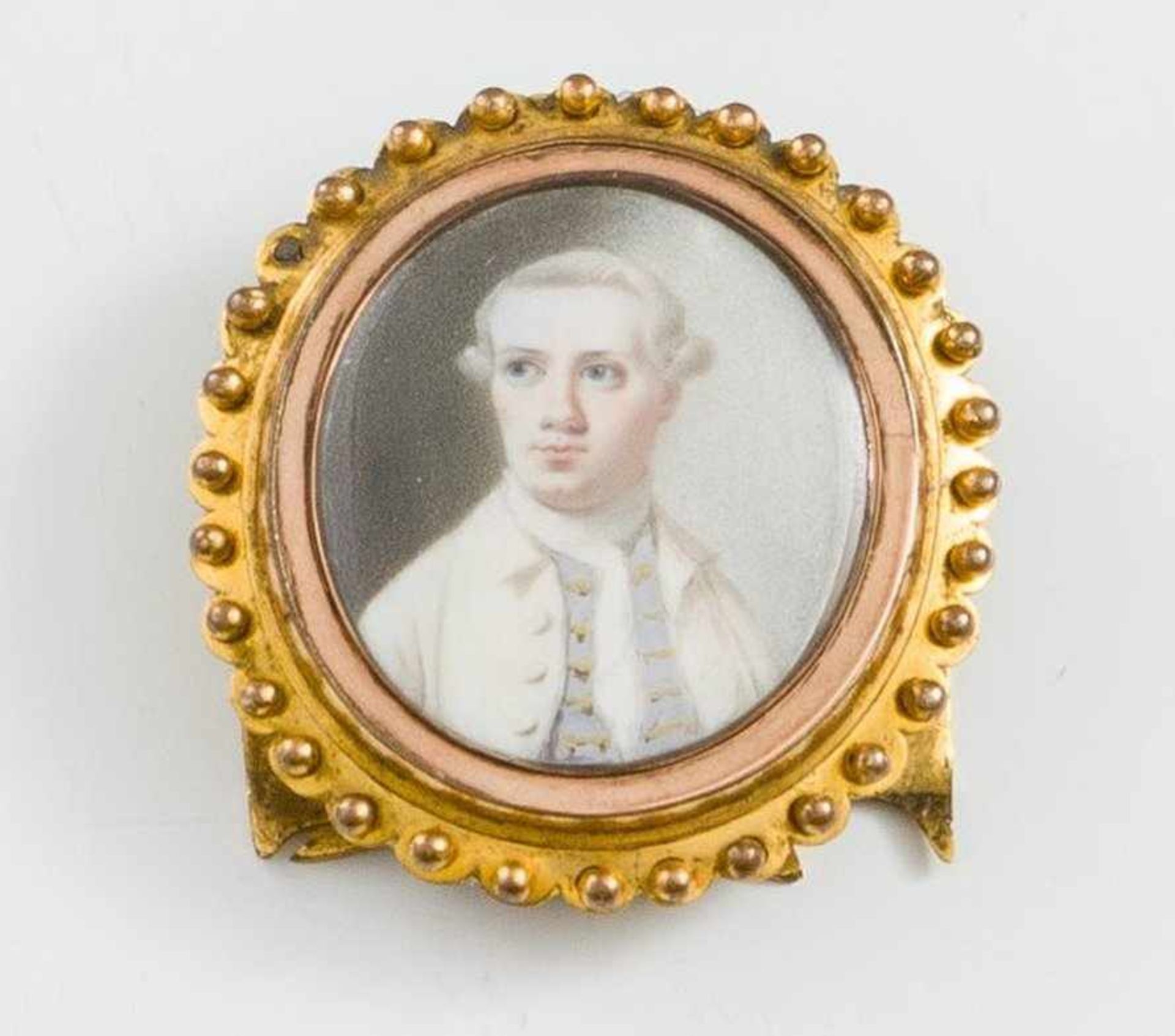 Englischer Miniaturist, Umkreis Samuel Collins (18. Jh.) Junger Herr in weißem Rock und grauer