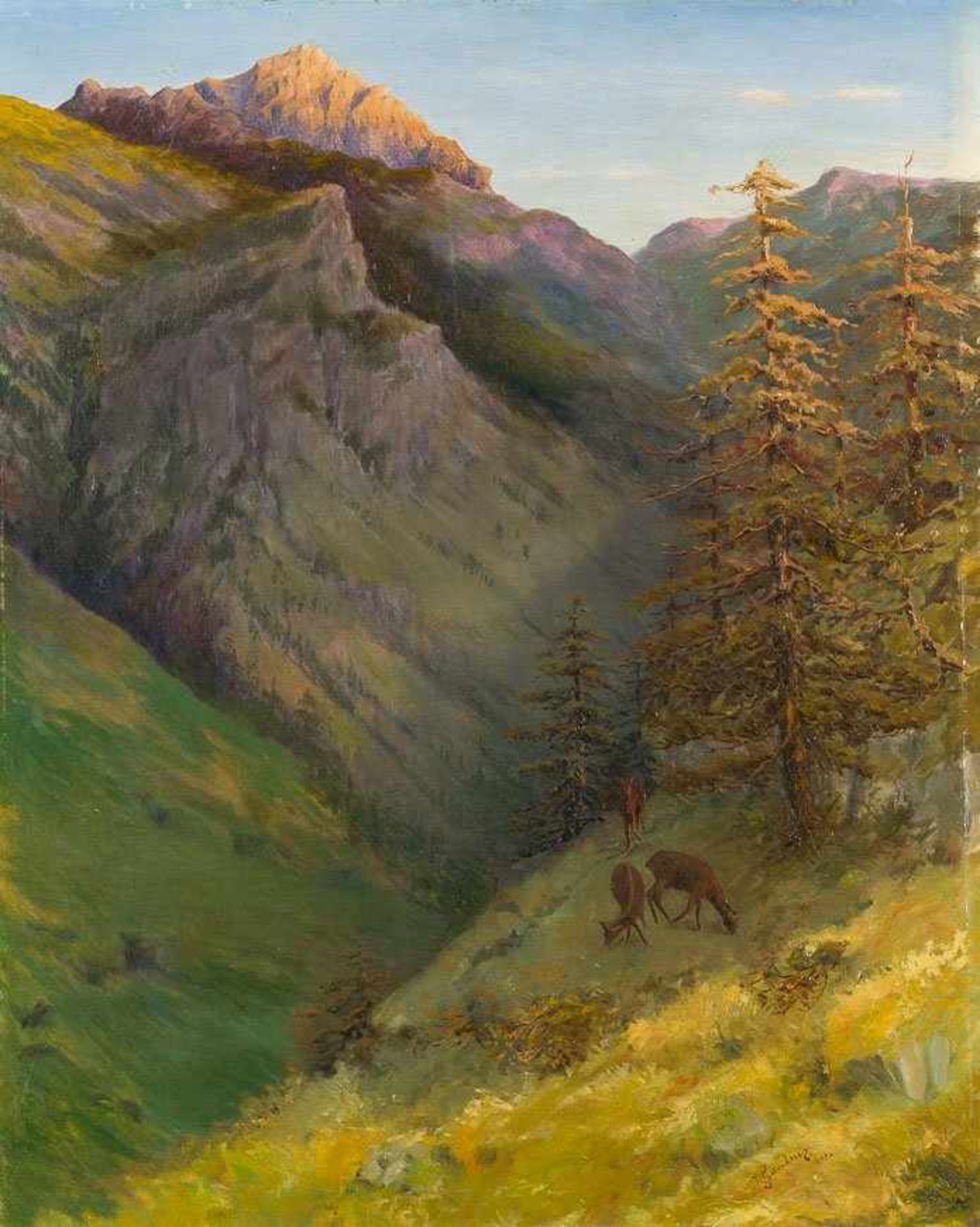 Gantner, Hans (Feldkirchen, Steinhof 1853-1914) Der von der Sonne beleuchtete Augustenberg in den