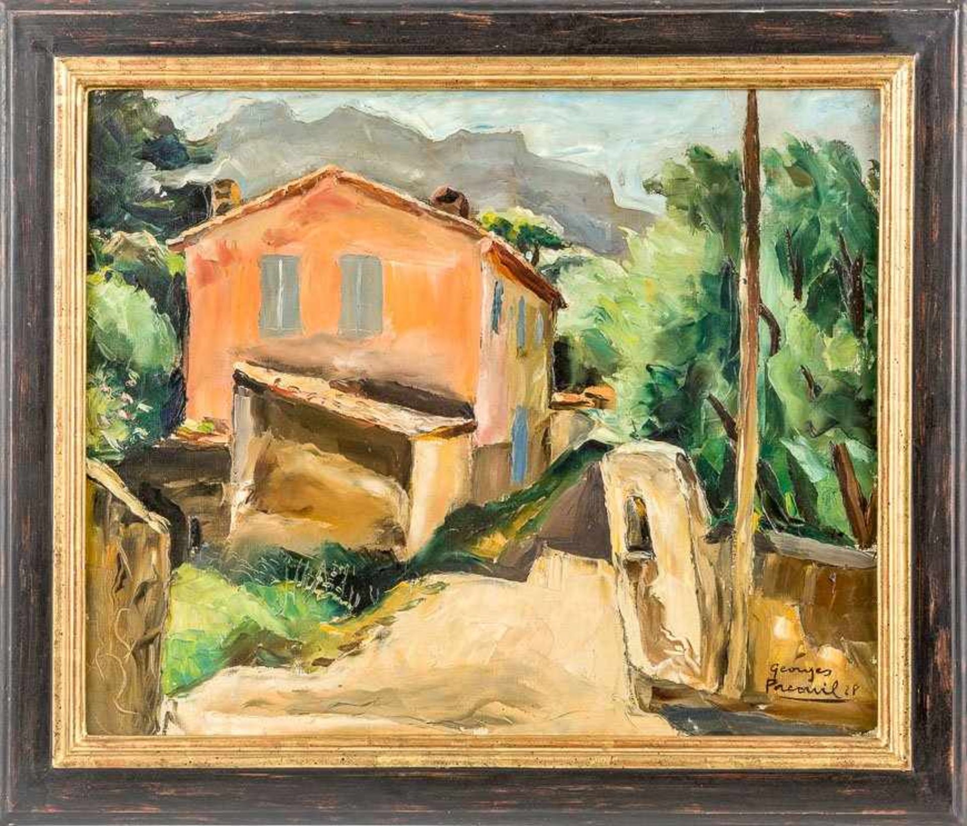 Pacouil, Georges (1903-1996) La Maison. Sign. u. dat. (19)28. Lwd. 50×62 cm. Rückseitig Künstlername