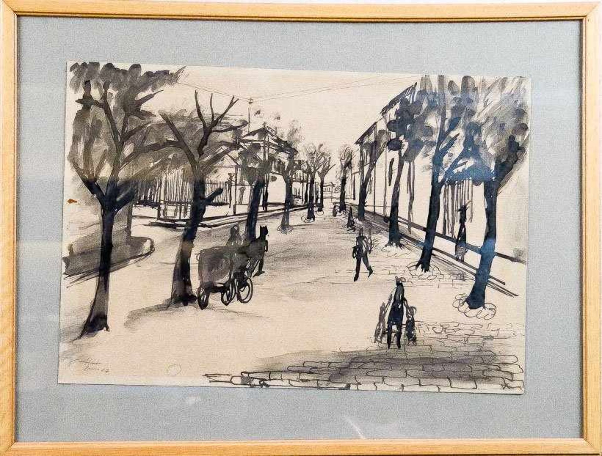 Hartung, Hans (Leipzig, Antibes/Frankreich 1904-1989), zugeschrieben Straßenszene in "Asnières – Rue