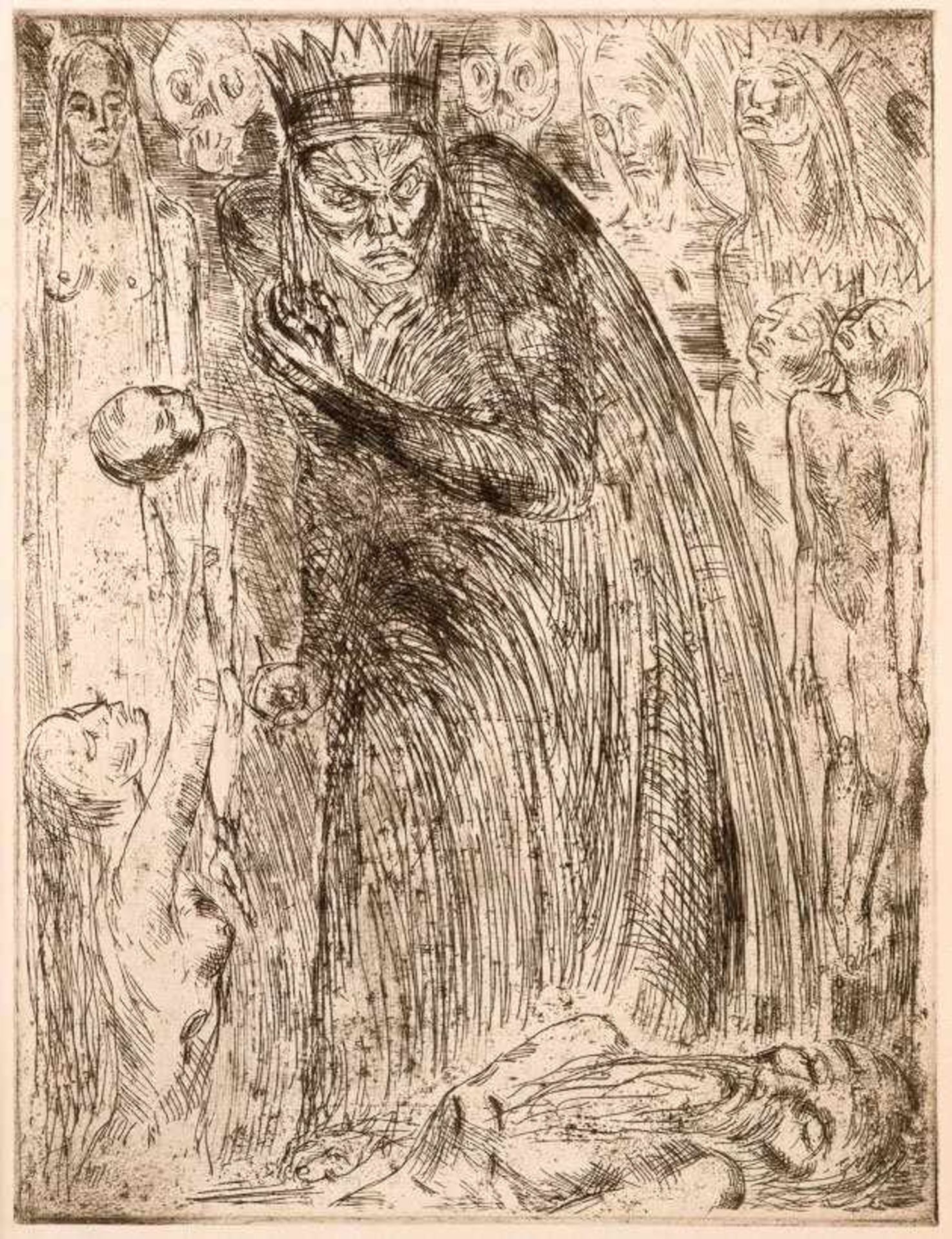 Lehmbruck, Wilhelm (Meierich b. Duisburg, Berlin 1881-1919) Macbeth V. 1918. Radierung. 40×30 cm. (