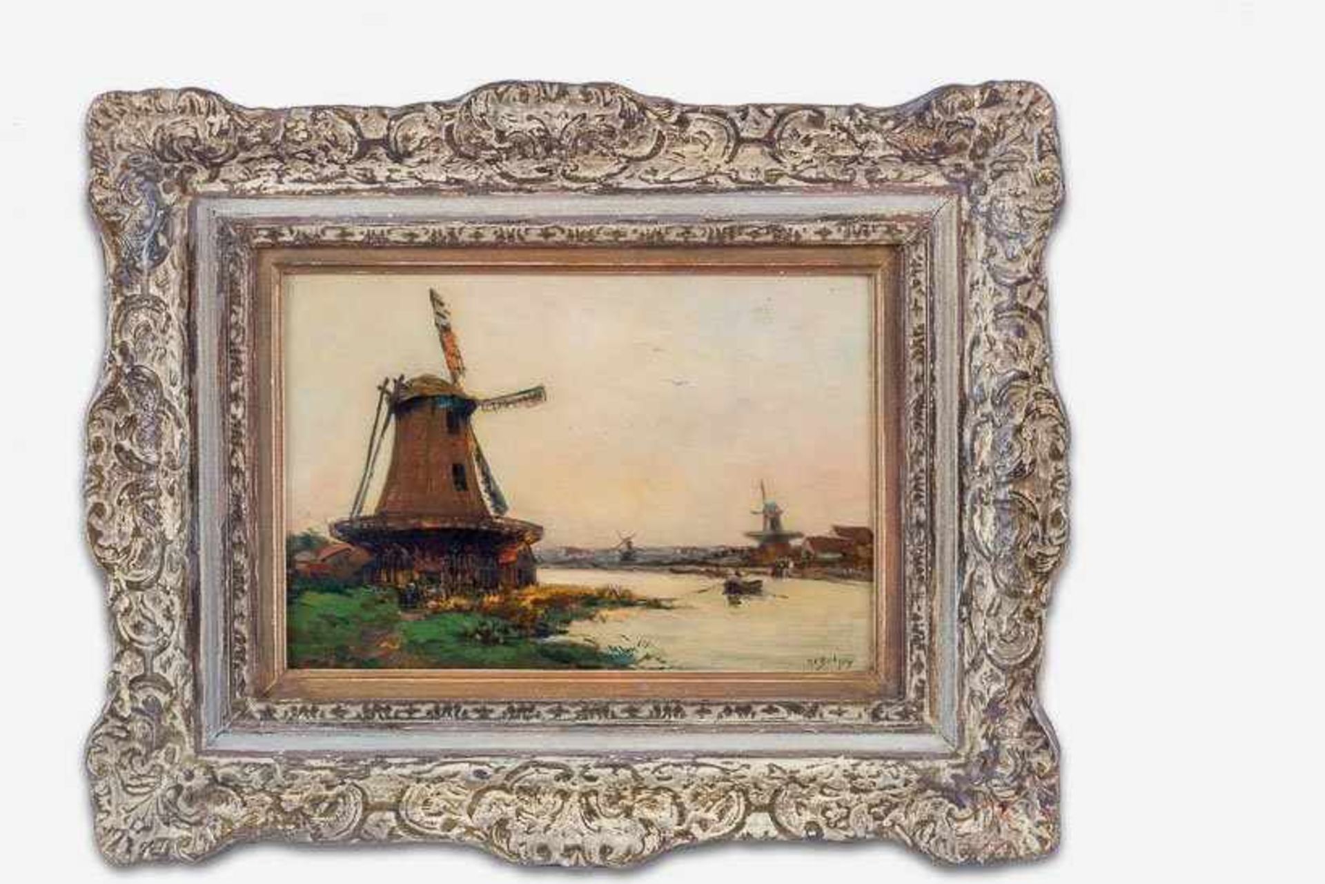 Delpy, Camille Hippolyte (Joigny, Paris 1841-1910), wohl Mühlen am Fluss. Sign. Holz. 23×32 cm.
