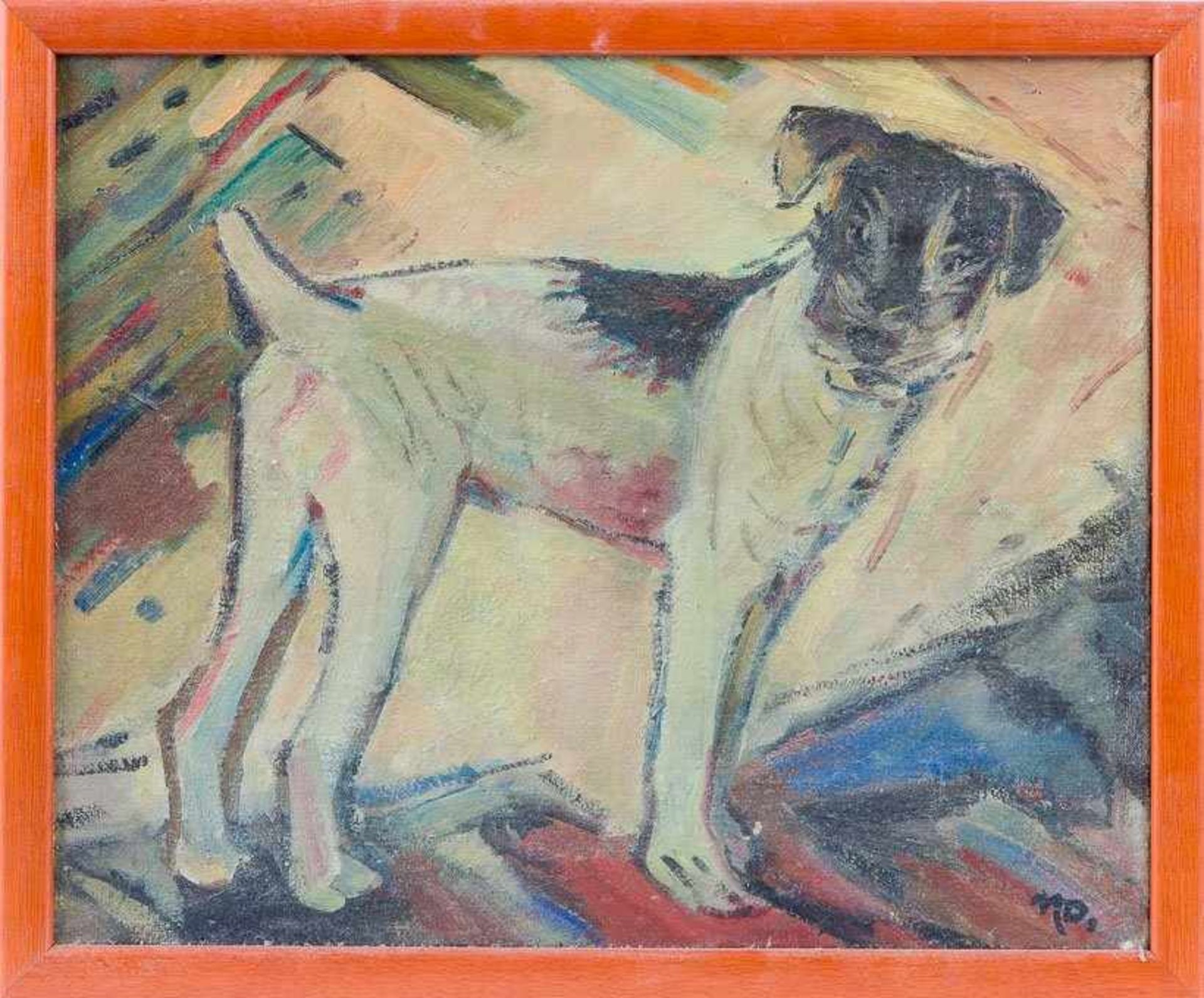 Dahlen, Nora (Berlin, um 1928, Mitglied im Frauenkunstverband) Junger Terrier. Monogr. Lwd. 38×46