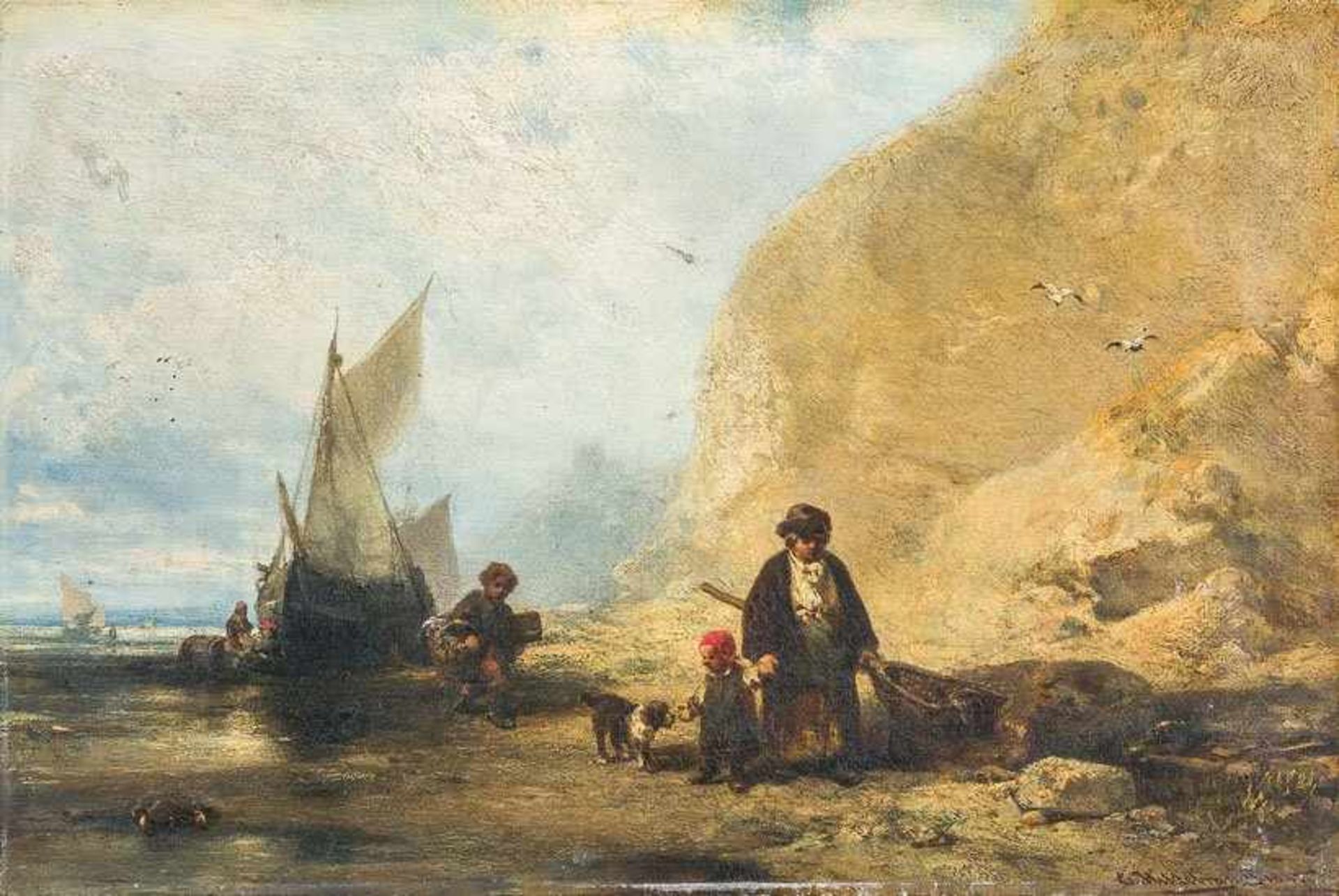 Hildebrandt, Eduard Von (Danzig, Berlin 1817-1868) Schottische Küstenlandschaft mit heimgekehrten