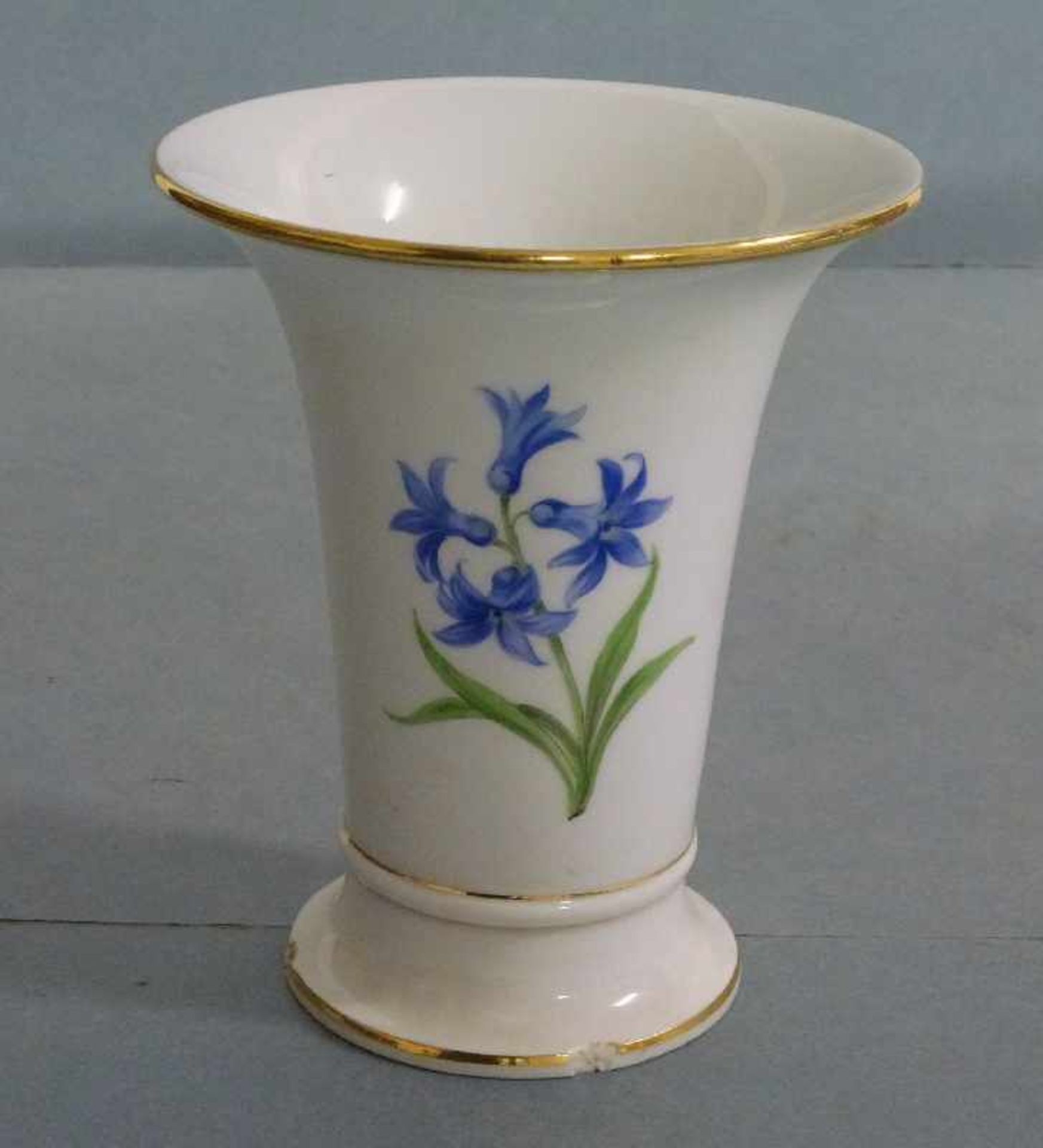 Vase, Meissen Trompetenform, Deutsche Blume, Fuß mehrf. best., H 16,5 cm - Bild 2 aus 3