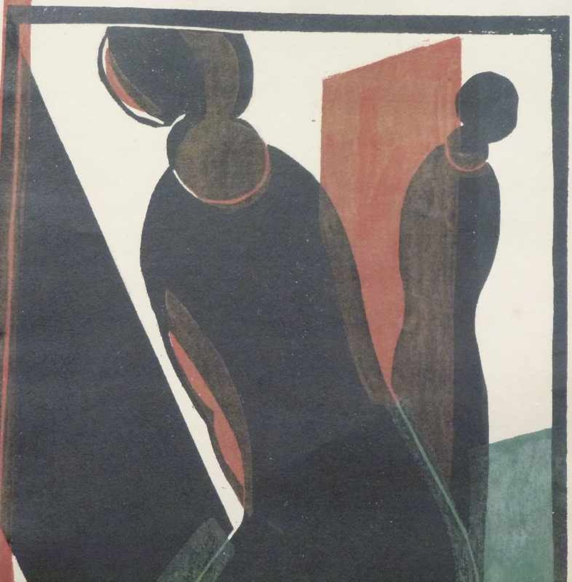 Figuren, Peter Royen (1923-2013), 1954 Farbholzschnitt, bez. sign., 2 abstrahierte Figuren in - Bild 2 aus 4