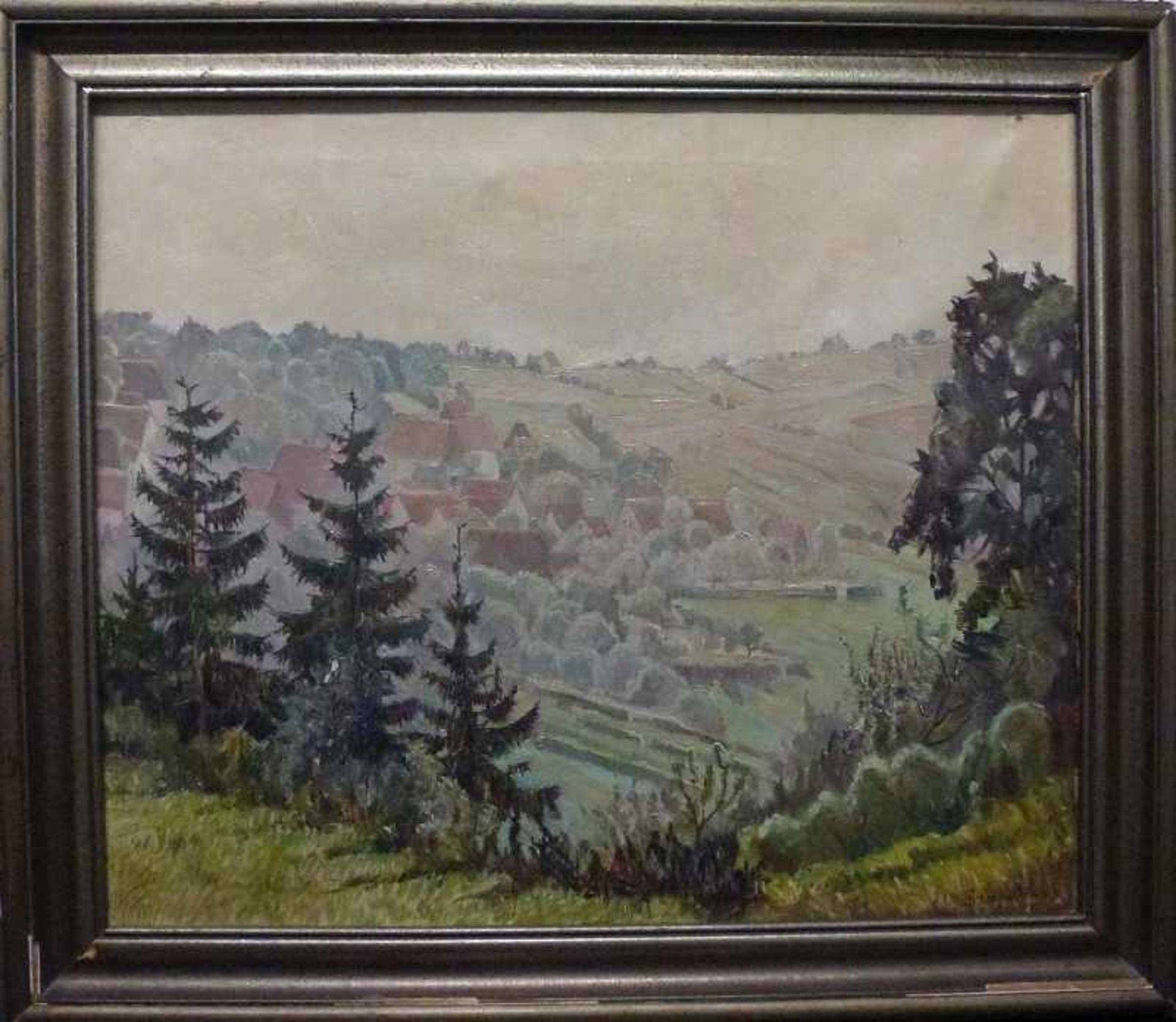 Mittelgebirgslandschaft, Fritz Haase (1889-1959) Öl/Lw, sign., sommerliche Mittelgebirgslandschaft - Bild 2 aus 3