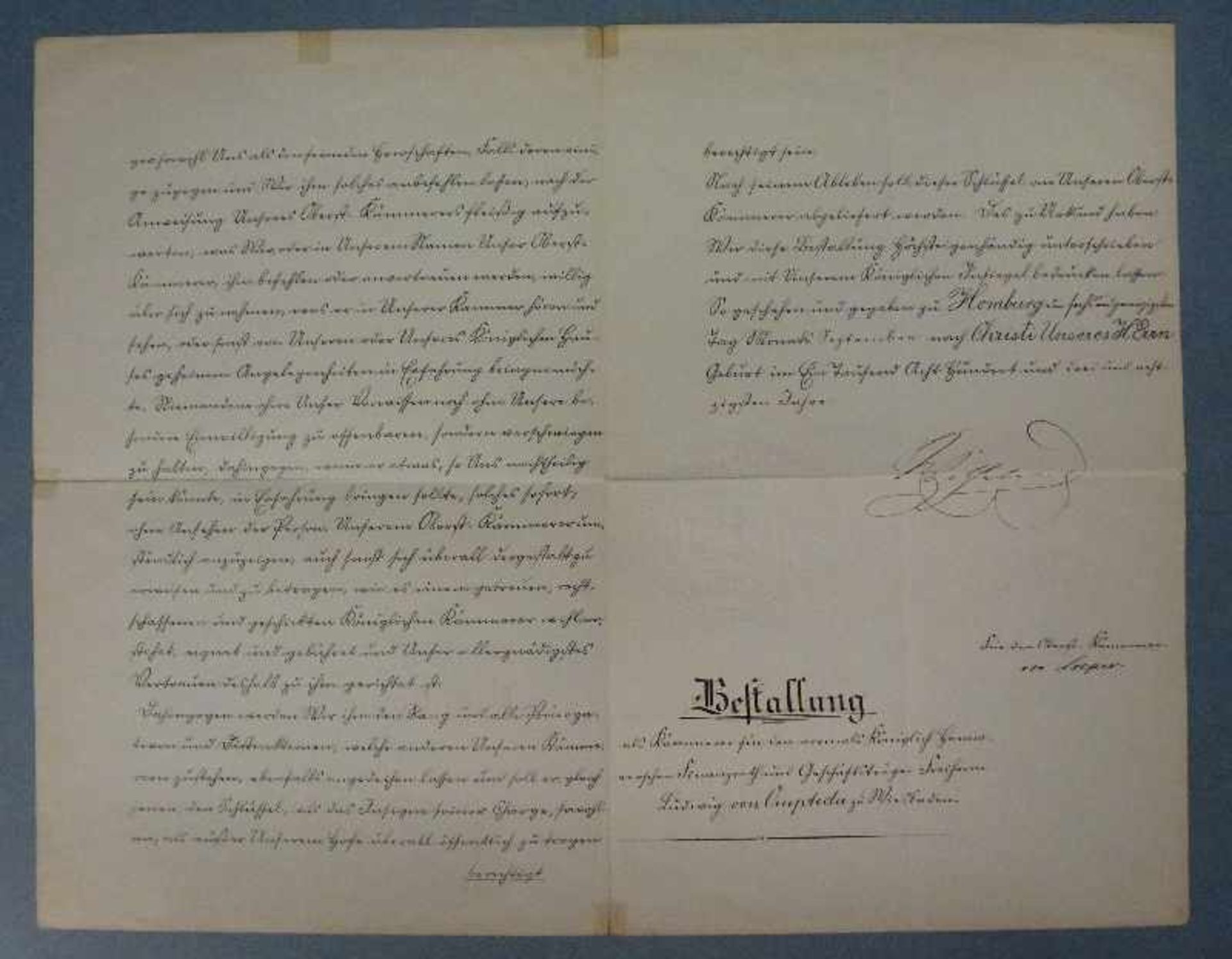 Bestallungsurkunde für den Kämmerer von Ompteda, 1884 3-Seitig lithographierte Urkunde m. - Bild 2 aus 4