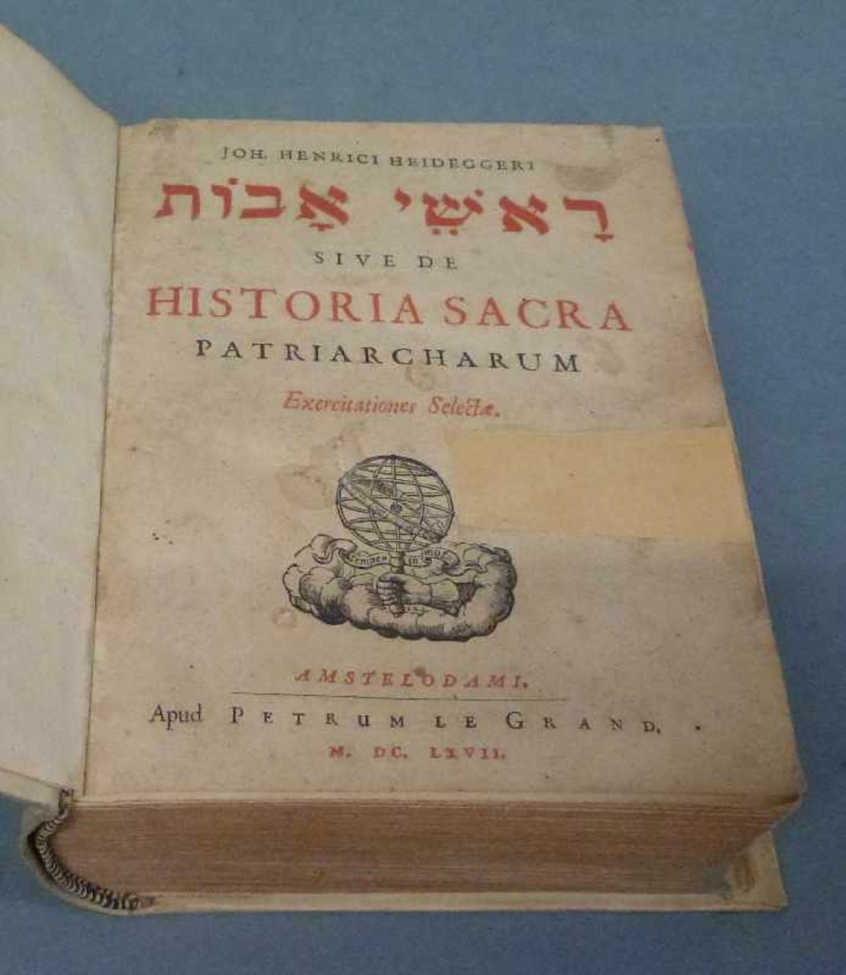 Foliant, "Sive de Historia Sacra", Joh. Henrich Heidegger, Amsterdam 1667 orig. Pergamenteinband, - Bild 3 aus 3