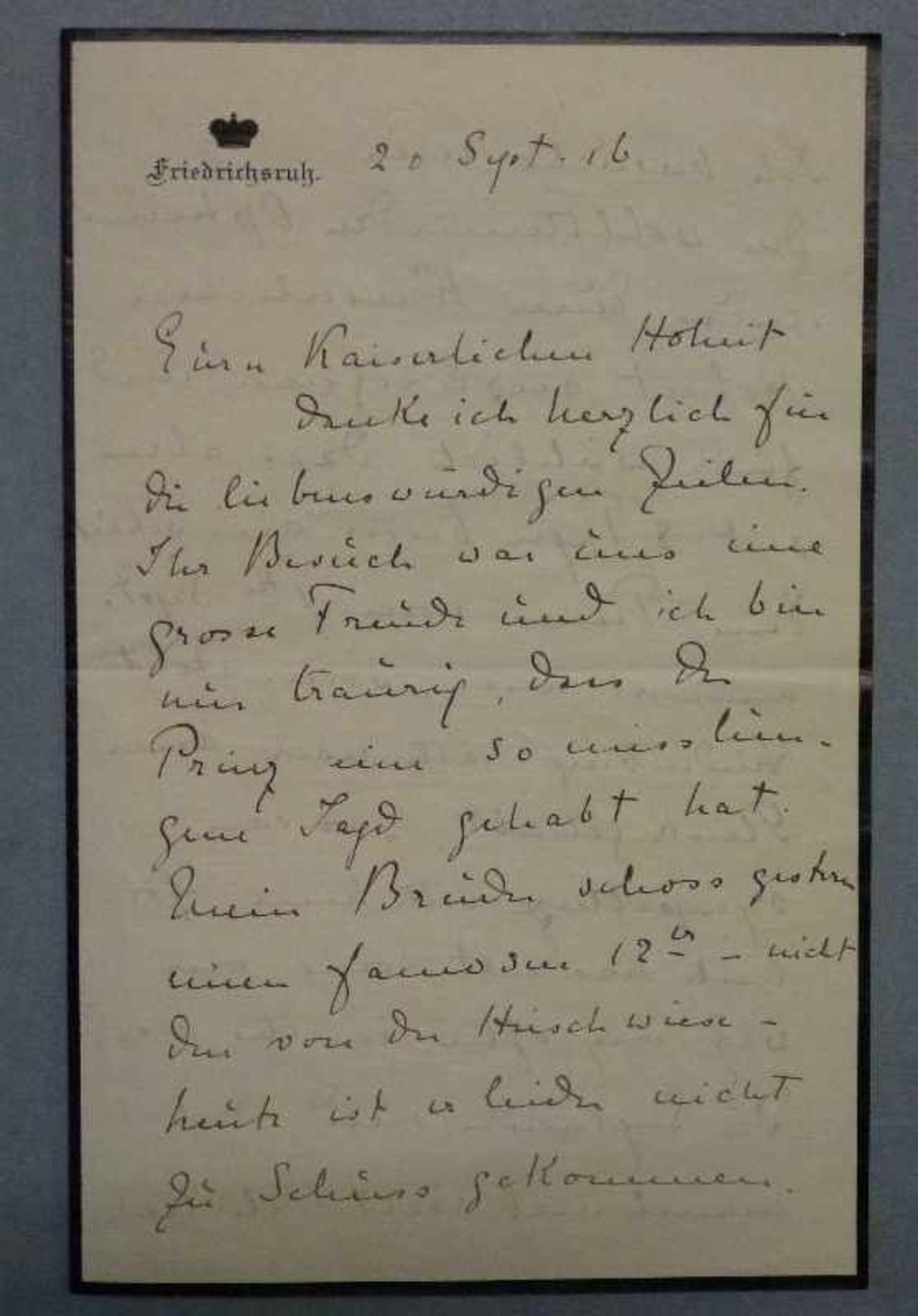 Brief an Kaiser Wilhelm II. von Marguerite Bismarck, 20.Sept.'16 3-seitiger eigenhändiger Brief