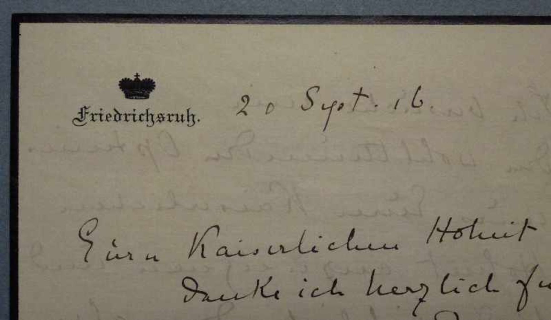 Brief an Kaiser Wilhelm II. von Marguerite Bismarck, 20.Sept.'16 3-seitiger eigenhändiger Brief - Bild 2 aus 4
