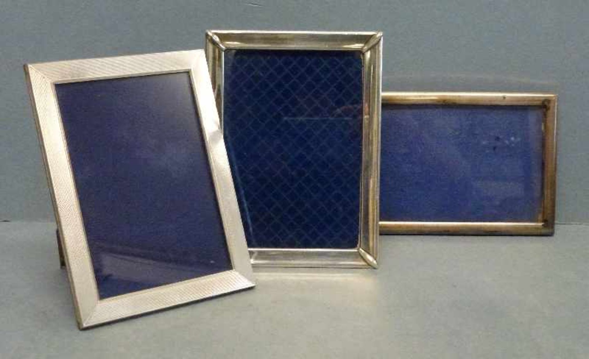 3 Fotorahmen, Silber 800/835/ungestempelt, rechteckig, 15,5x10,5/11,5 cm