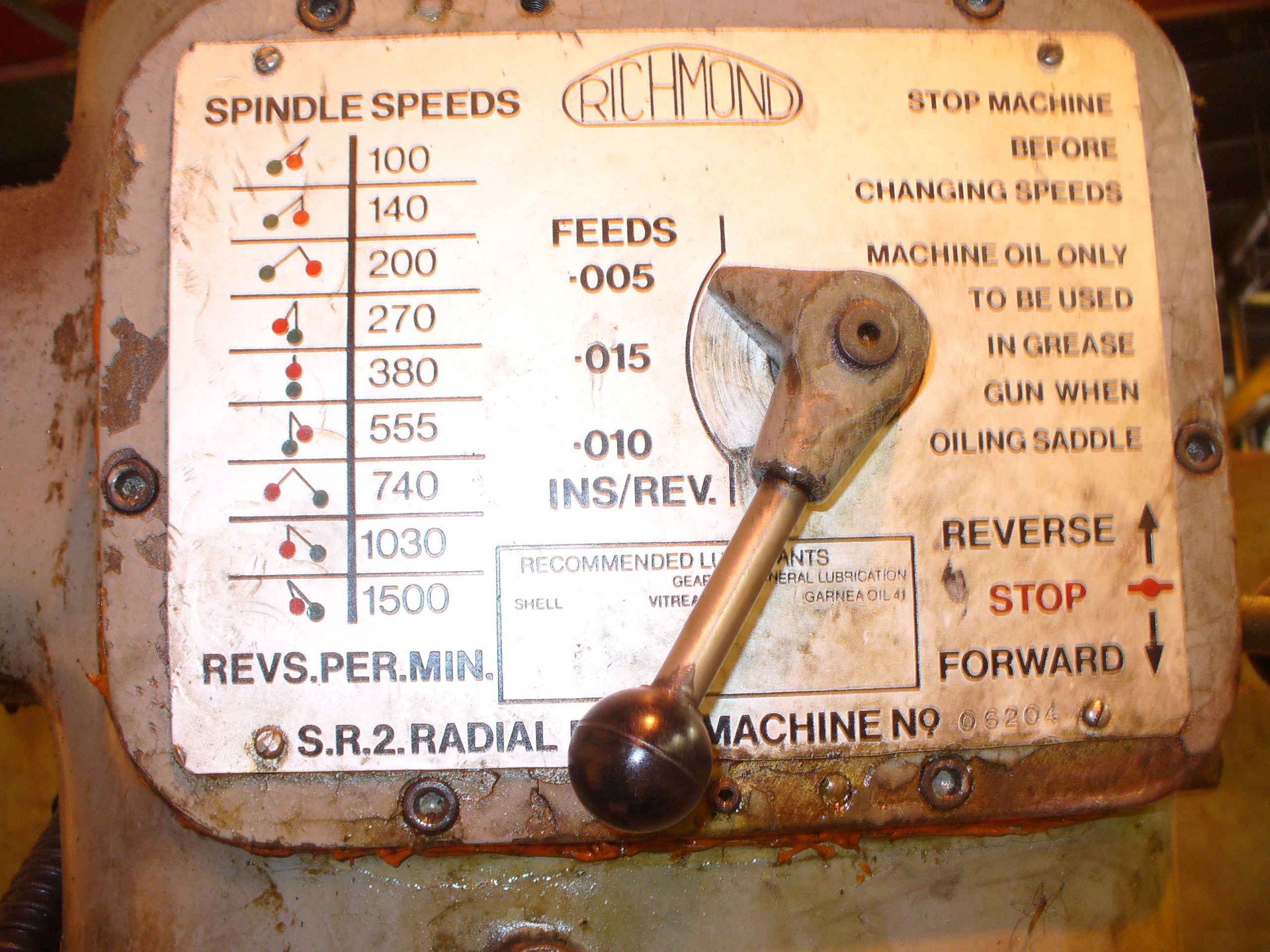 Richmond SR2 RADIAL ARM DRILL - 100/1500rpm, serial no 06204 - Image 2 of 4