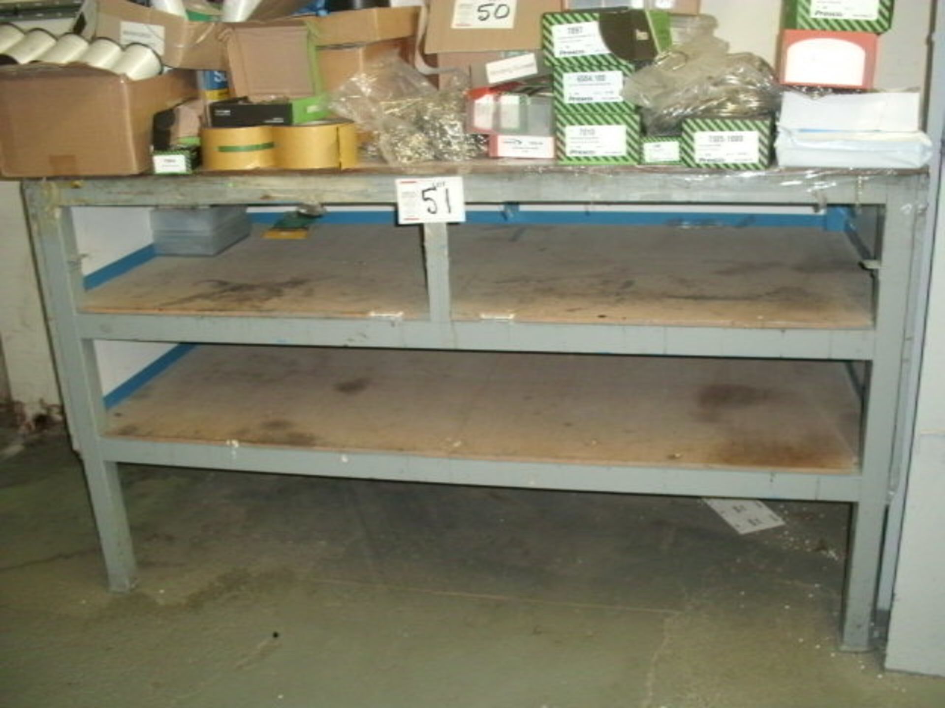 2 x 5' and 4' steel framed WORKBENCHES - Image 2 of 2