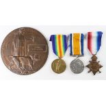 1915 Star Trio and Death Plaque to 19433 Pte Frank Gallagher L.N.Lan Regt. Killed In Action with the