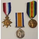 1915 Star Trio to 2128 Pte T King Suffolk Regt. GVF (3)