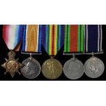 1914-15 Star Trio to 66001 Gnr J. Crosby R.F.A. WW2 Defence Medal and Exemplary Service medal Police