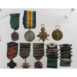 1915 Star Trio to L-30910 Dvr J J Banks RFA. With various Safe Driving Medals (qty)