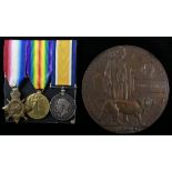 1915 Star Trio and Death Plaque to 14942 L.Cpl Daniel Bremner Scottish Rifles. Died 22/1/1919 with