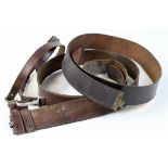 German Third Reich political belt leather and cross belt- buckle missing.