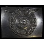 German SS Belt buckle maker marked RZM 36/43 SS to rear. Clasp present.